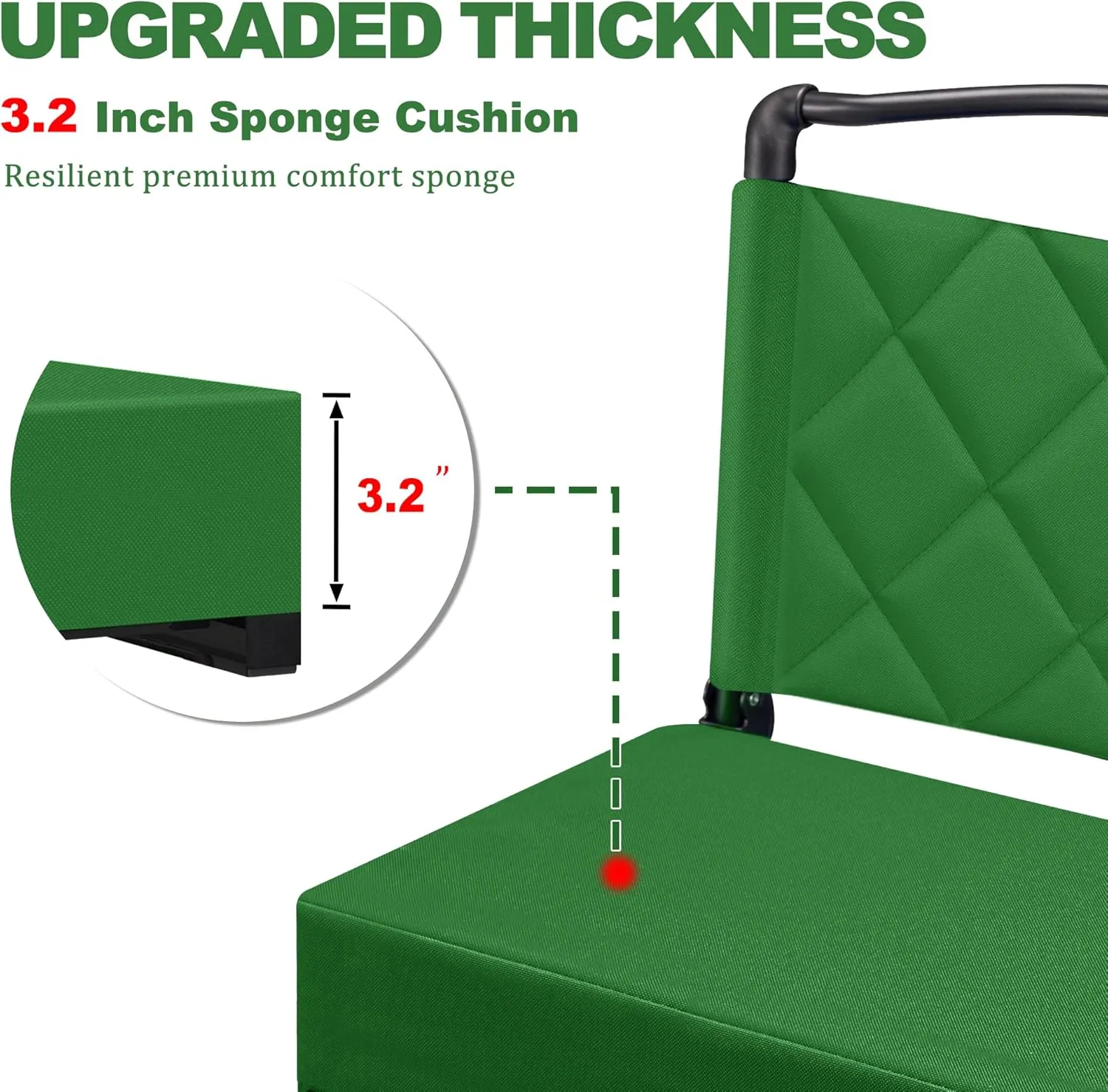 Stadium Seats with Back Support and Cushion Thick Padded Bleacher Chairs with Shoulder Strap, Portable Folding Stadium Seat Chairs for Bleachers Include Cup Holder and Side Pocket