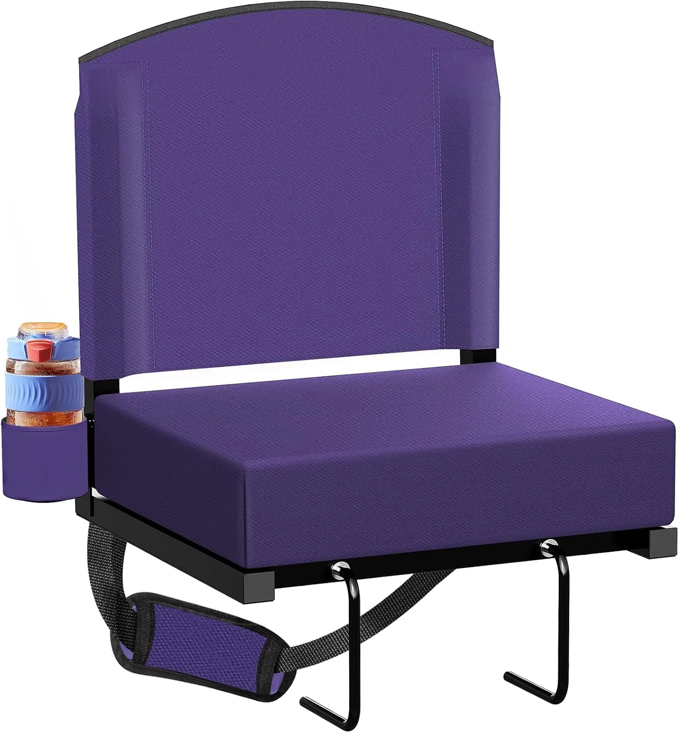 Stadium Seats with Back Support, Portable Bleacher Seat for Bleachers Hold up 400lbs, Wide Bleacher Seat with Shoulder Strap & Handle Perfect for Sports Events (Purple, 1pcs)
