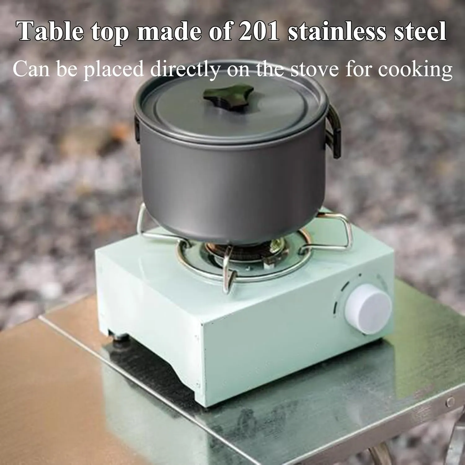 Stainless Steel Camping Table Adjustable Camping Table Foldable Picnic Table Roll Up Table Top with Carry Bag for Outdoor