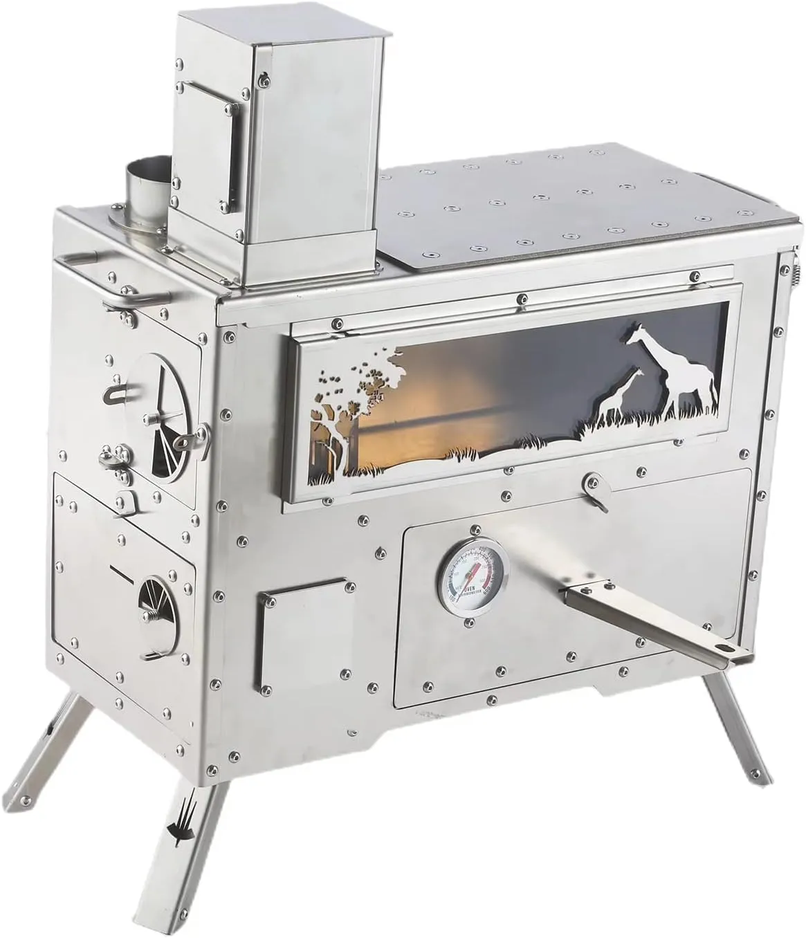 Stainless Steel Hot Tent Outdoor Cooking Stove Folding & Lightweight Wood Burning Stove for Picnic Hiking Backpacking BBQ