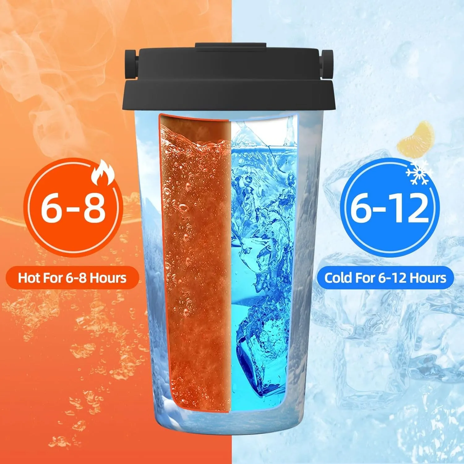 Stainless Steel Tumbler with Lid Insulated Tumbler Snow Ice World Coffee Mug for Travel Reusable Car Cup Double Wall Insulated Cup for Coffee