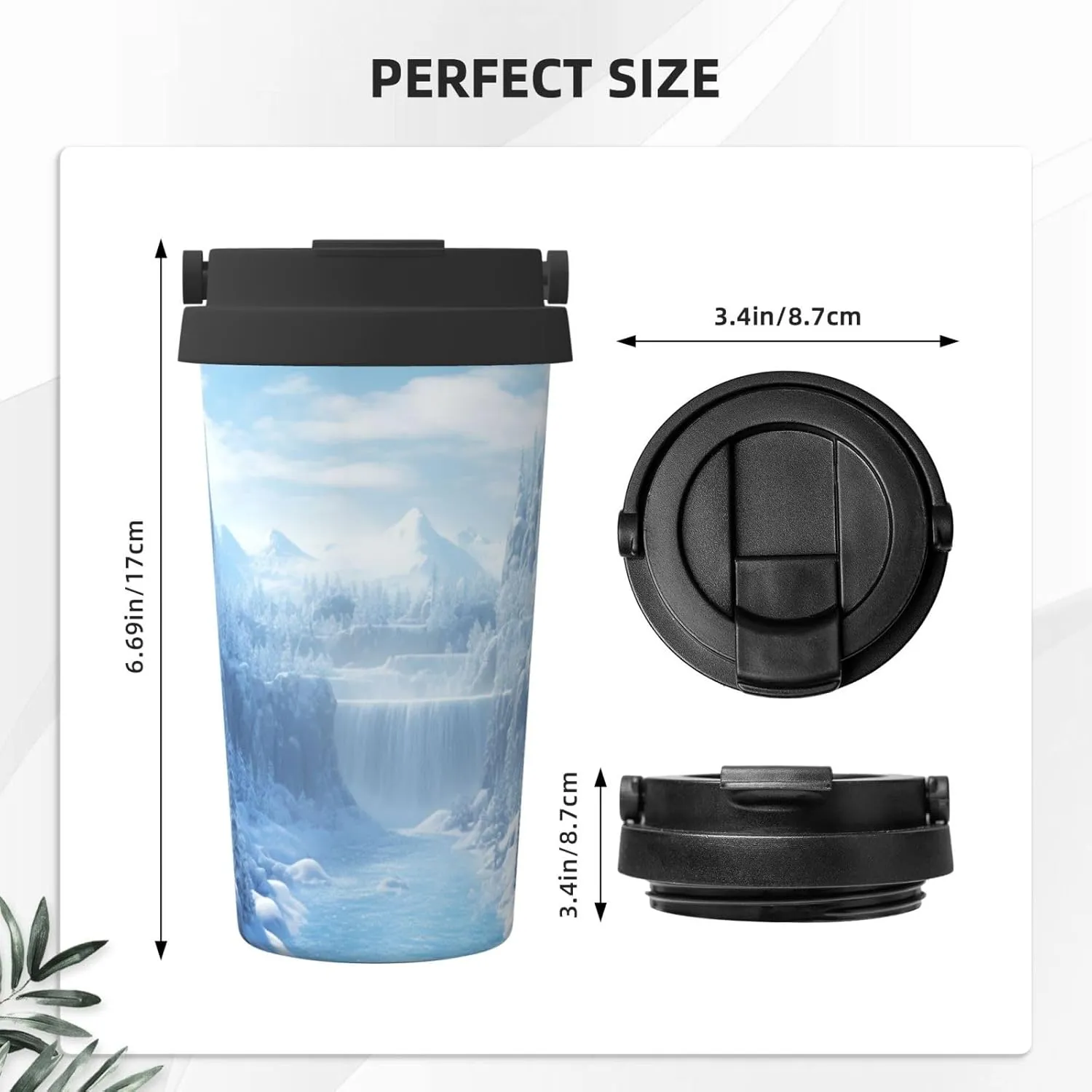 Stainless Steel Tumbler with Lid Insulated Tumbler Snow Ice World Coffee Mug for Travel Reusable Car Cup Double Wall Insulated Cup for Coffee