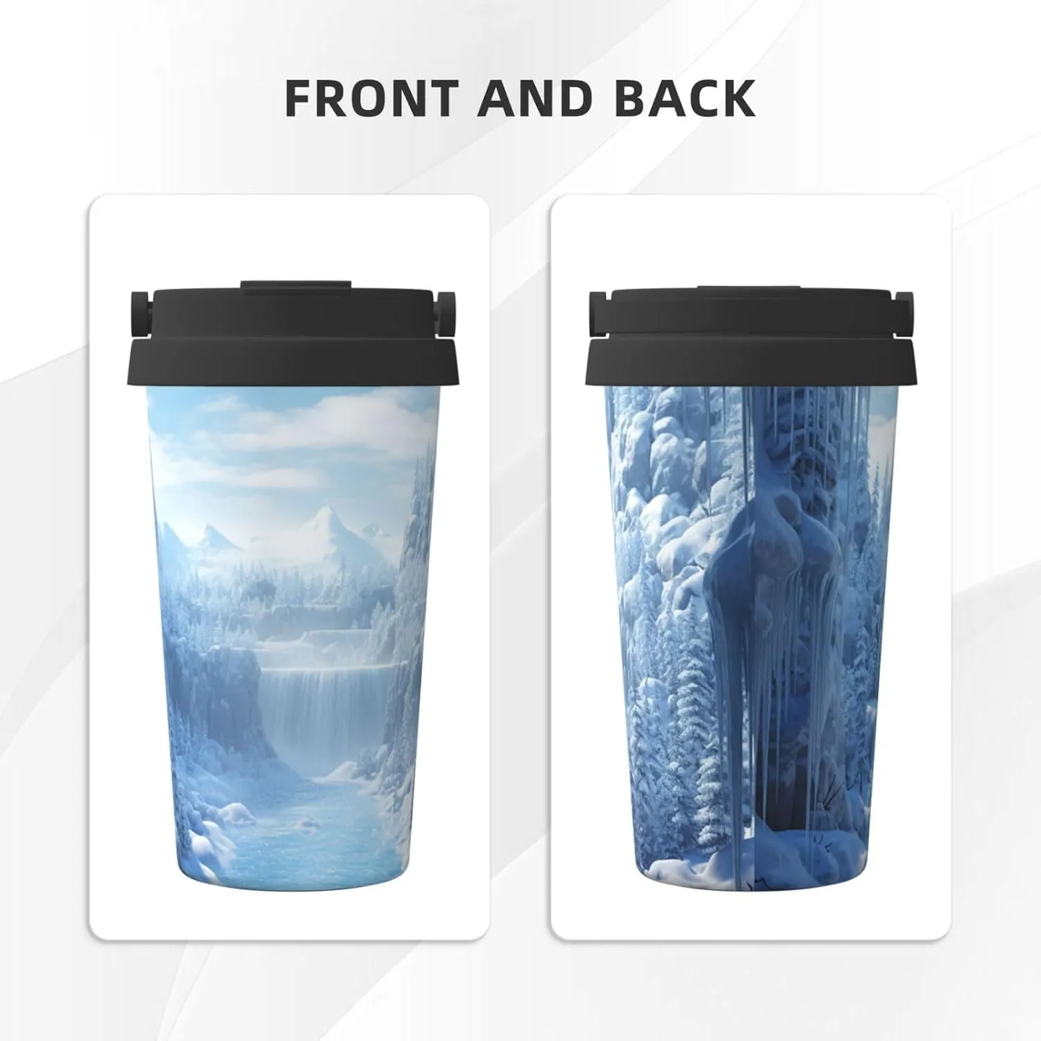 Stainless Steel Tumbler with Lid Insulated Tumbler Snow Ice World Coffee Mug for Travel Reusable Car Cup Double Wall Insulated Cup for Coffee