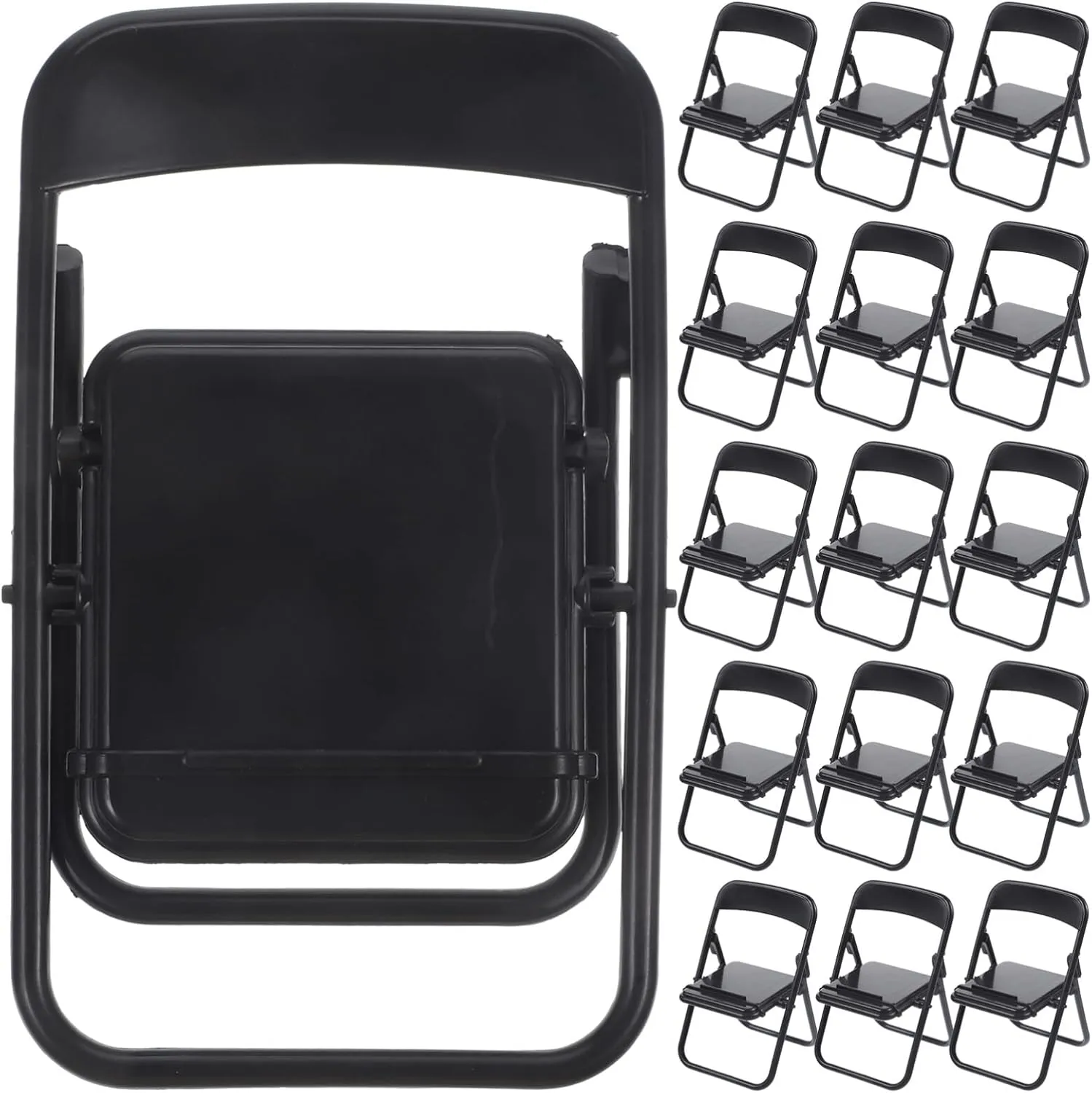 STOBOK 20pcs Mini Folding Chairs Cellphone Stand Phone Holder Doll House Folding Chair Models Folding Chair Cradle for Desk, Dollhouse Accessories