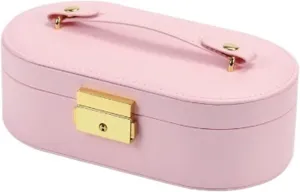 Storage Box Watch Small Travel Jewelry Organizer – 2-Layer PU Leather Case for Earrings Rings Necklaces(2)
