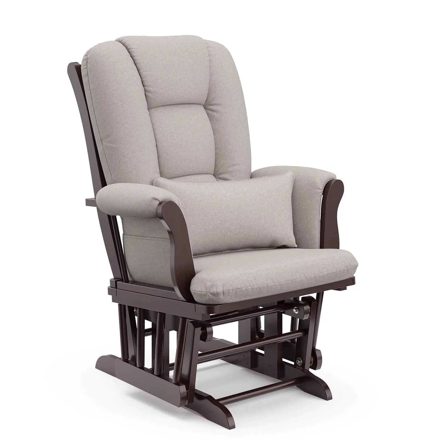 Storkcraft Tuscany Custom Glider and Ottoman with Free Lumbar Pillow (Espresso/Taupe Swirl) - Cleanable Upholstered Comfort Rocking Nursery Chair with Ottoman