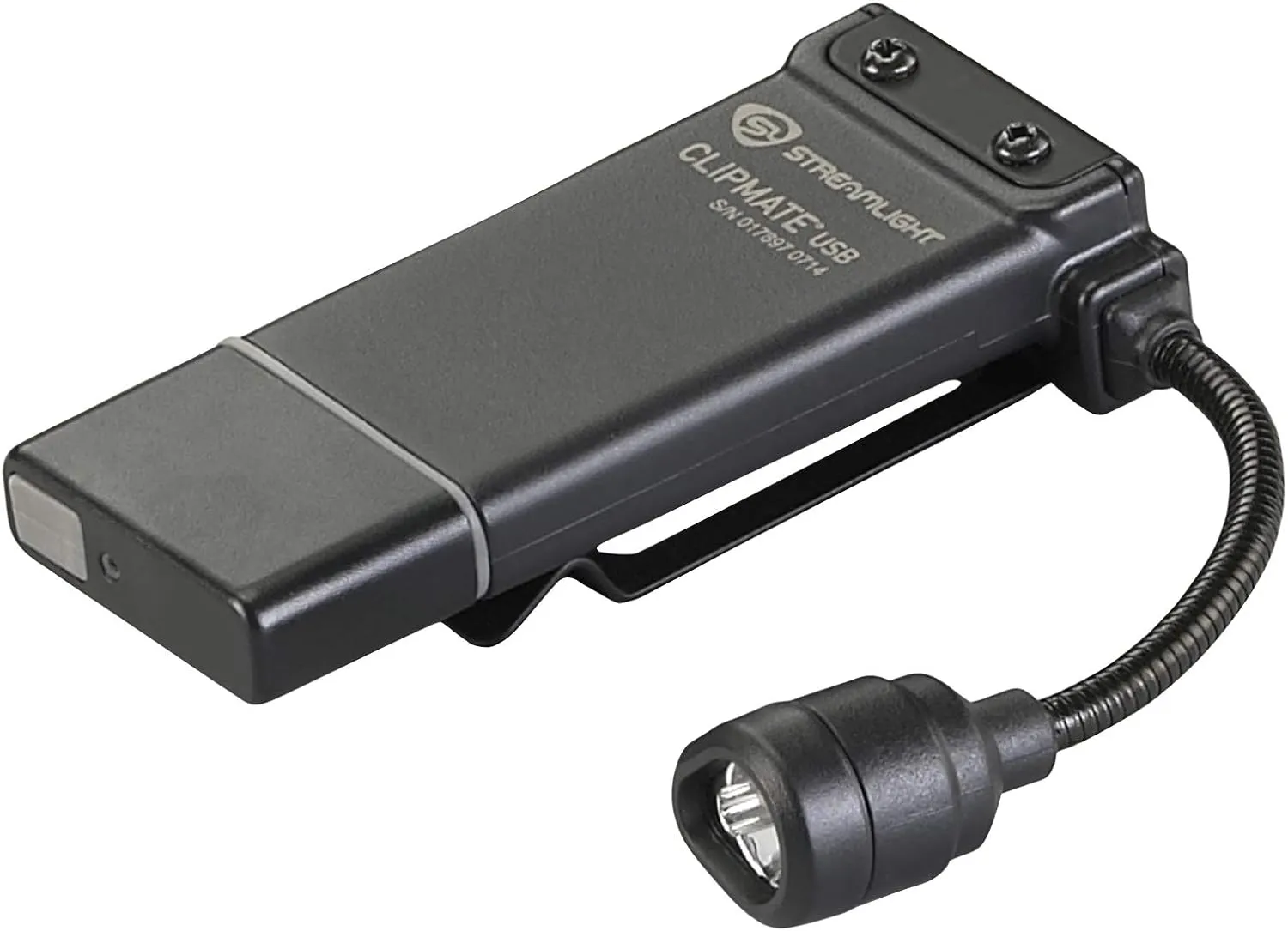Streamlight 61126 ClipMate 70-Lumen USB Rechargeable, Compact Clip-On Light with 120-Volt AC Wall Adapter, Black with White and Red LEDs