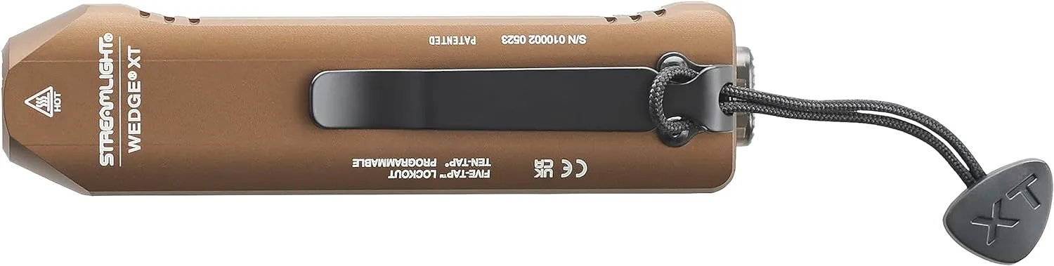 Streamlight 88813 Wedge XT 500-Lumen Slim Everyday Carry Flashlight, Includes USB-Cable and Pocket Lanyard, Coyote