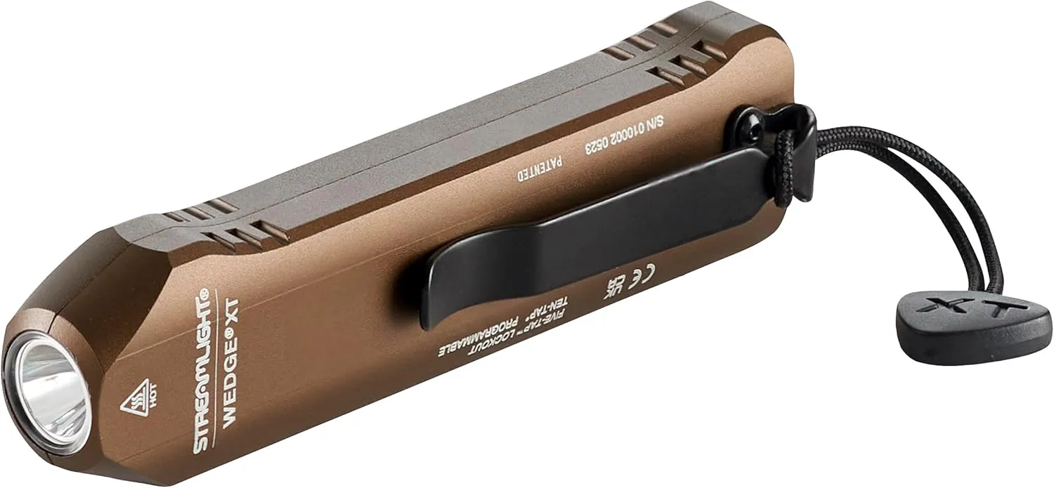 Streamlight 88813 Wedge XT 500-Lumen Slim Everyday Carry Flashlight, Includes USB-Cable and Pocket Lanyard, Coyote