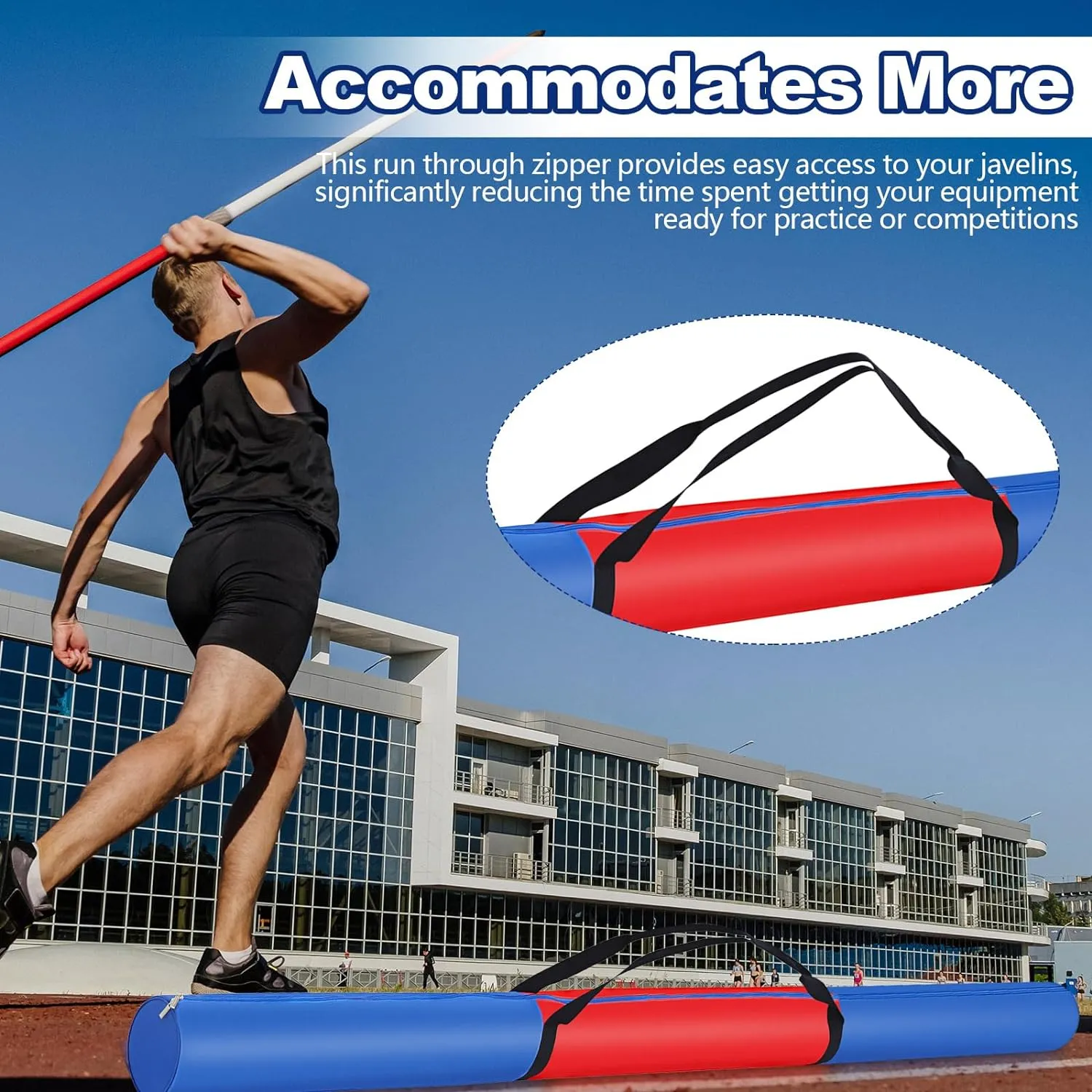 Summer Javelin Carrying Bag Heavy Duty Polyester Fabric Javelin Bag for Track and Field Throwing Equipment, Hold Up to 10 Javelins