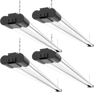 Sunco LED Shop Lights for Workshop 4FT, Linkable Garage Lighting, 4500 LM, 40W (150W Equivalent), 5000K Daylight, Surface   Suspension Mount, 48 Inch Integrated Fixture, Black 4 Pack