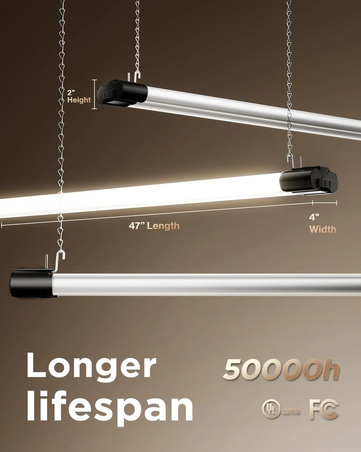 Sunco LED Shop Lights for Workshop 4FT, Linkable Garage Lighting, 4500 LM, 40W (150W Equivalent), 5000K Daylight, Surface   Suspension Mount, 48 Inch Integrated Fixture, Black 4 Pack