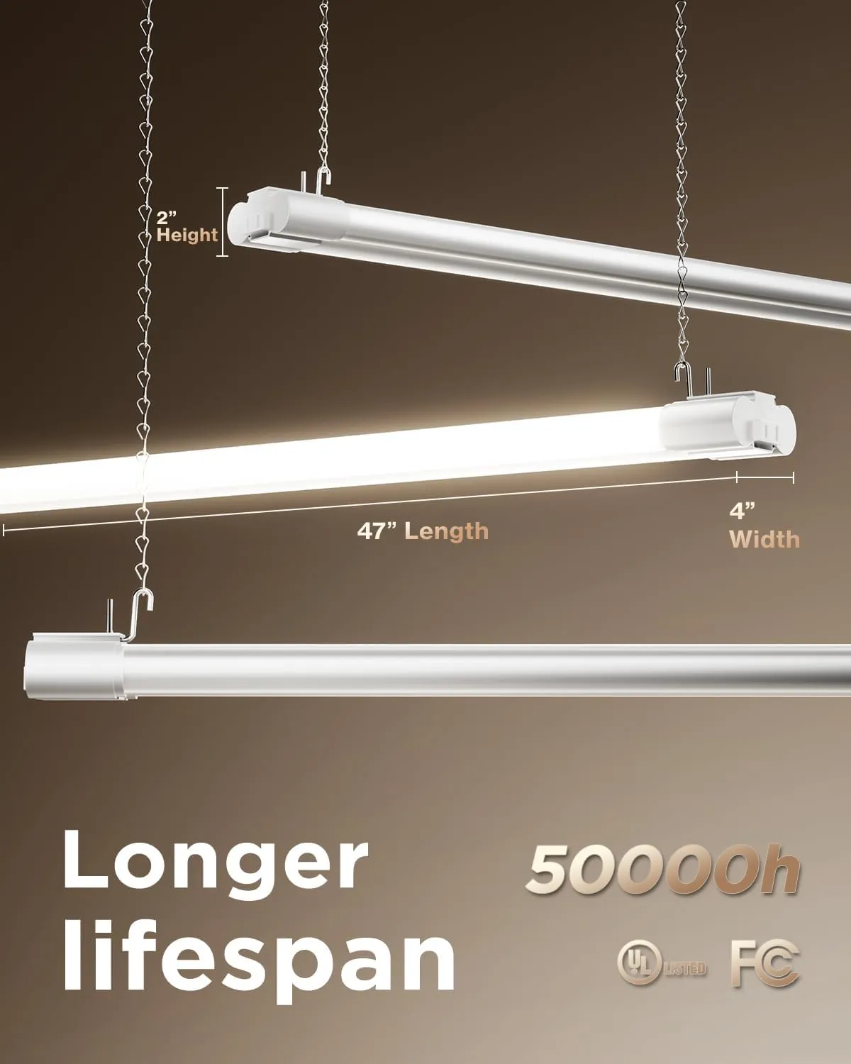 Sunco LED Shop Lights for Workshop 4FT, Linkable Garage Lighting, 4500 LM, 40W (150W Equivalent), 6000K Daylight Deluxe, Surface   Suspension Mount, 48 Inch Integrated Fixture, White 4 Pack