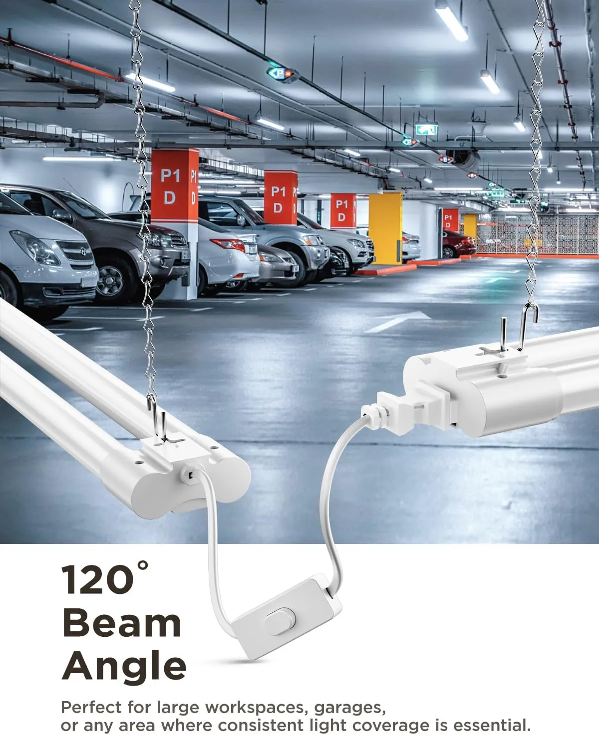 Sunco LED Shop Lights for Workshop 4FT, Linkable Garage Lighting, 4500 LM, 40W (150W Equivalent), 6000K Daylight Deluxe, Surface   Suspension Mount, 48 Inch Integrated Fixture, White 4 Pack
