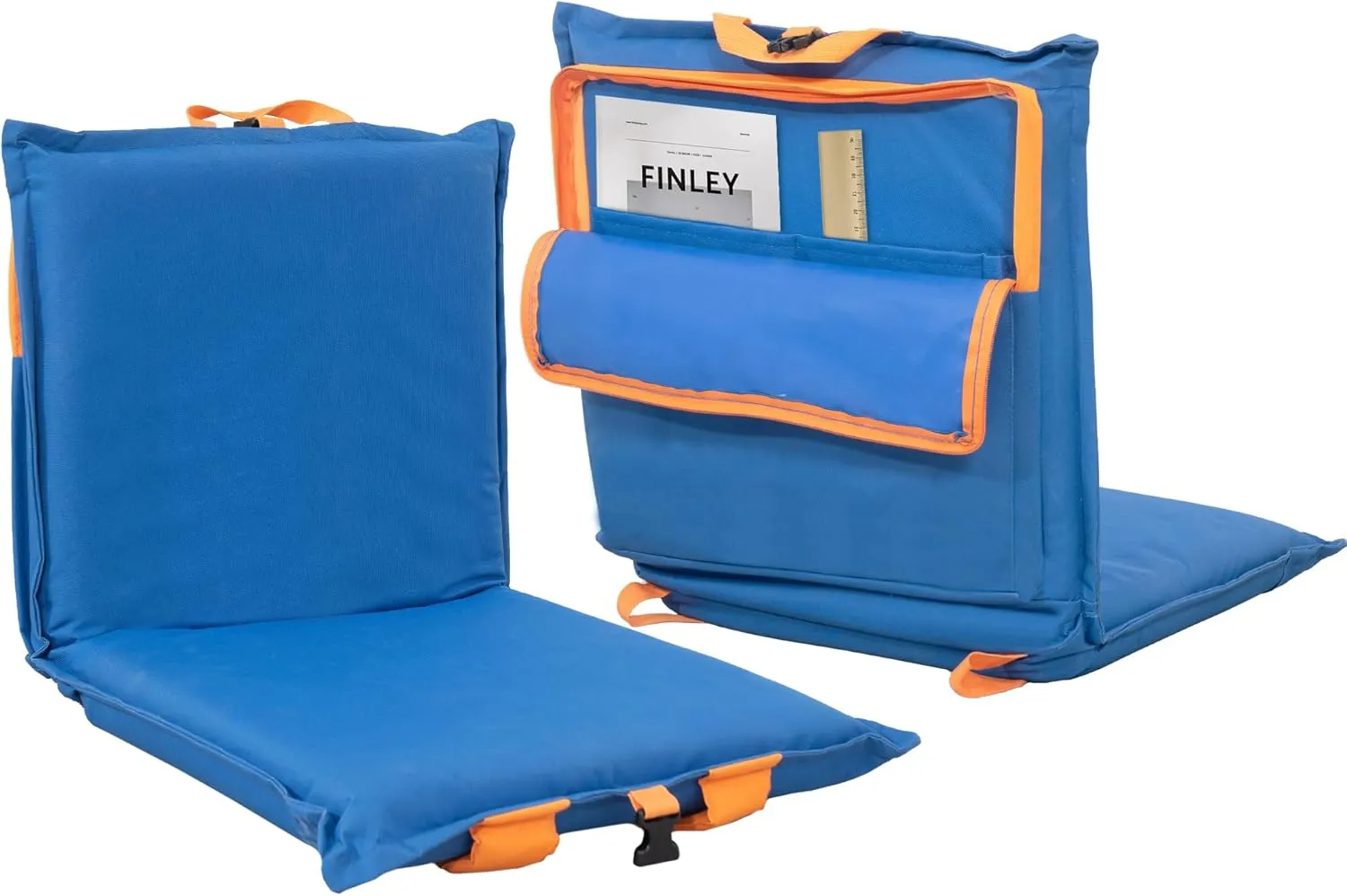 Sundale Outdoor Portable Stadium Seat with Back Support, Meditation Folding Chair Lounge Chair, Navy