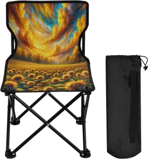 Sunflower Portable Outdoor Folding Chair Anti-Slip Padded Oxford Cloth Stool Camping Chair Small for Beach Hiking Fishing Gardening Quad Camp Chair