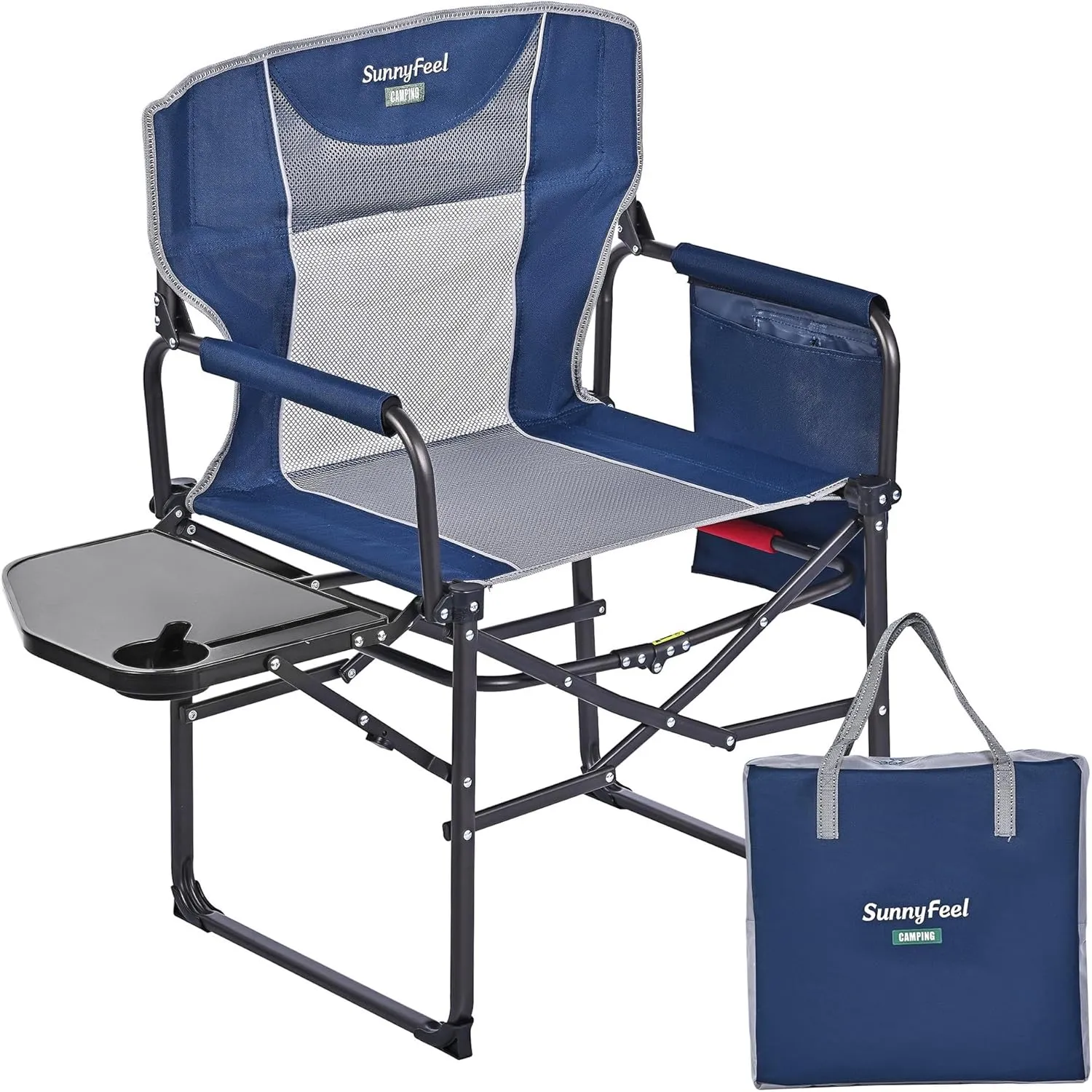 SUNNYFEEL Oversized Camping Directors Chair 2 Pack, Portable Folding Lawn Chairs for Adults Heavy Duty with Side Table,Pocket for Beach, Fishing,Picnic,Concert Outdoor, Foldable Camp Chairs