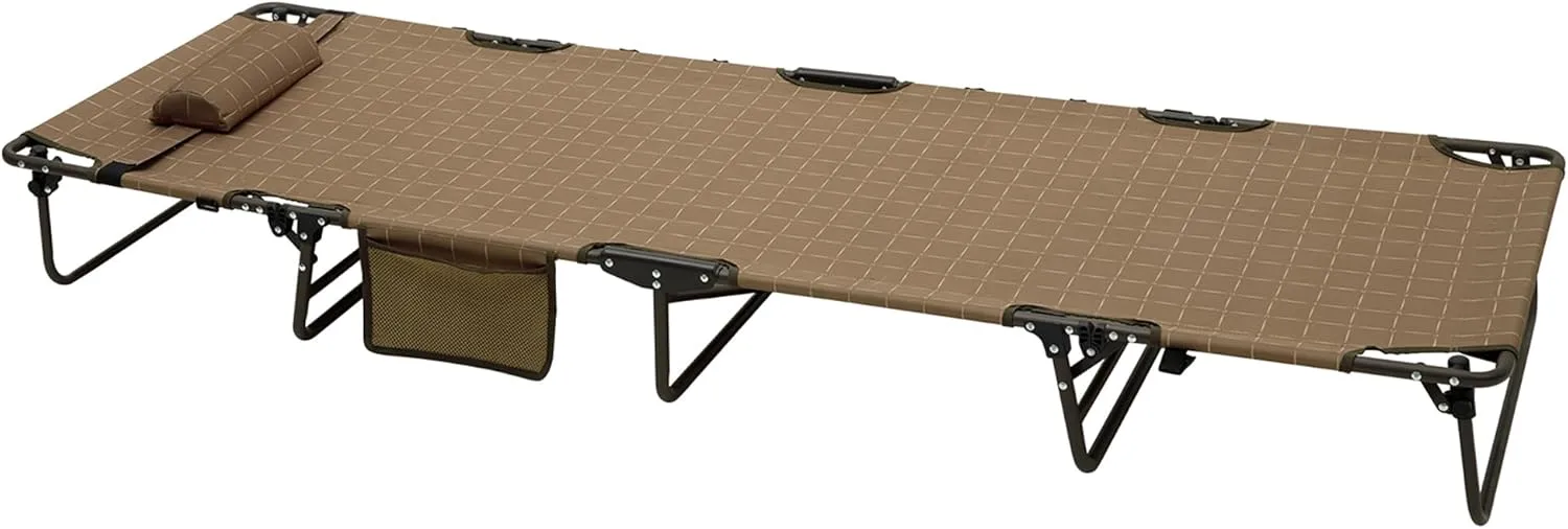 SunnyFeel Portable Folding Camping Cot High Off Ground, Outdoor Sleeping Cots for Adults Heavy Duty, Easy Set up and with Compact Folding Size, Support 300 LBS for Travel Camp Vacation Home Office Nap