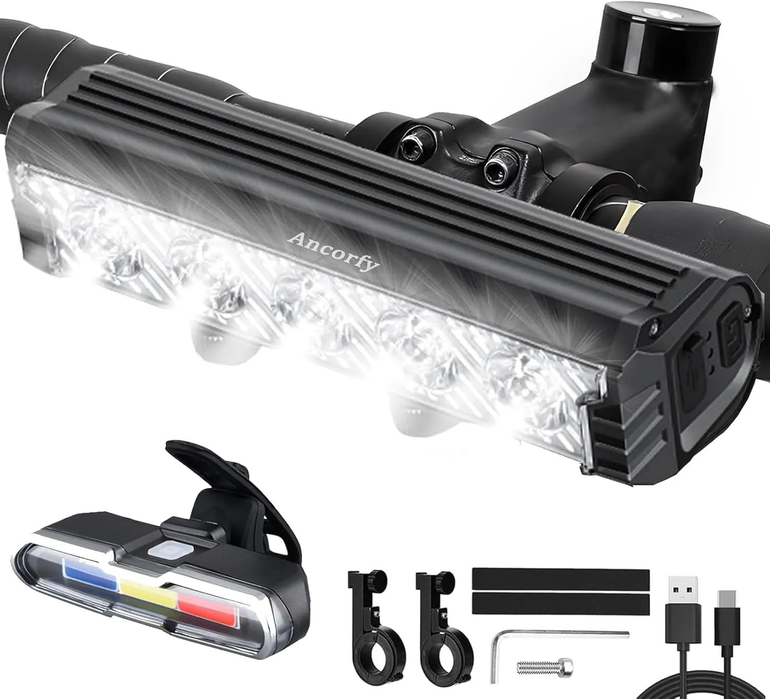 Super Bright LED Bike Light, USB Rechargeable Bicycle Headlight, Waterproof Bike Headlight, 5 Modes 2800 Lumen Bicycle Headlight, MTB Off-Road Cycling Commuting
