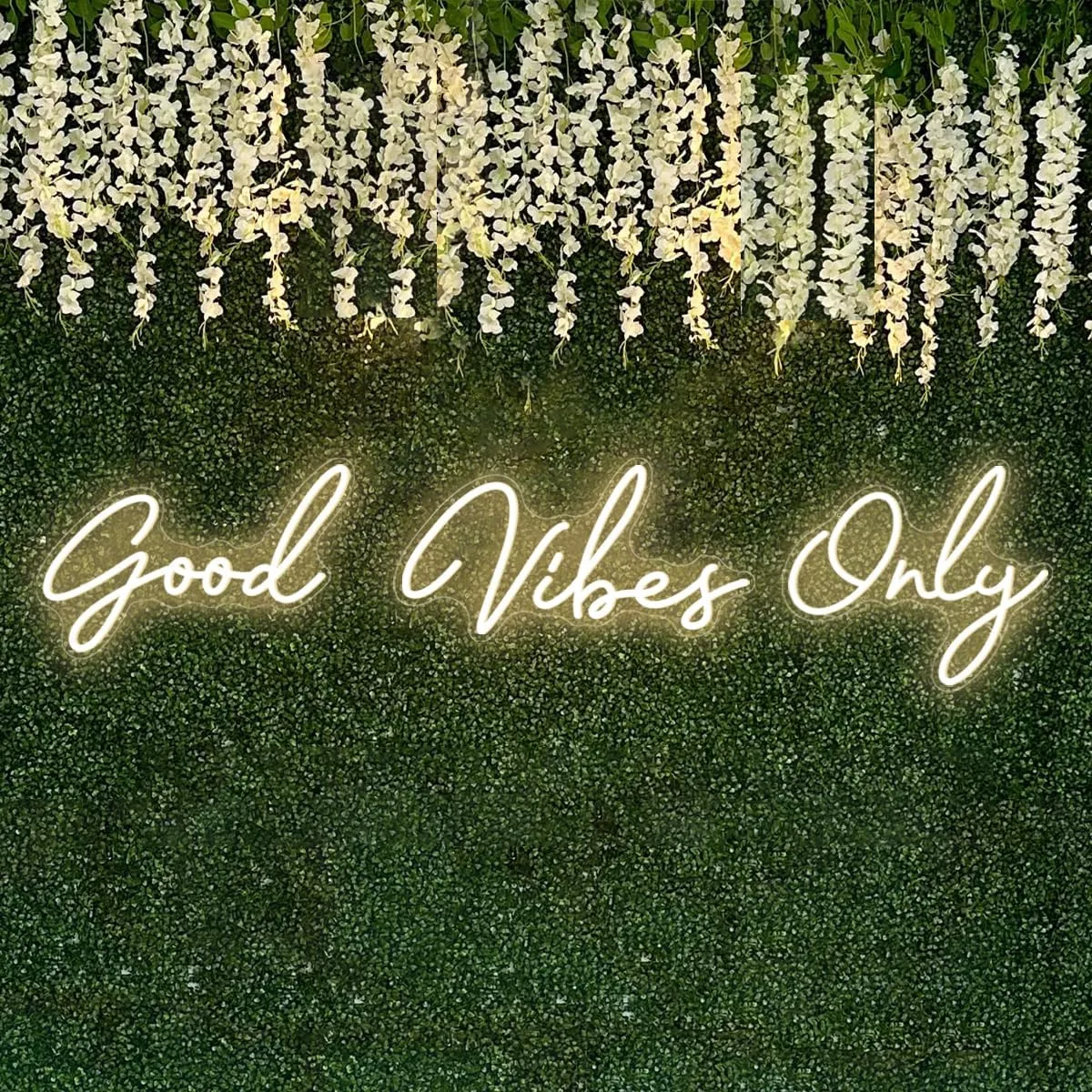 Super Large Good Vibes Only Neon Signs, Dimmable Good Vibes Only Neon Light Signs with ON/OFF Switch, LED Light Up Signs for Home Gym Decor Hair Background Bar Rooms Engagement Birthday Party, Warm White