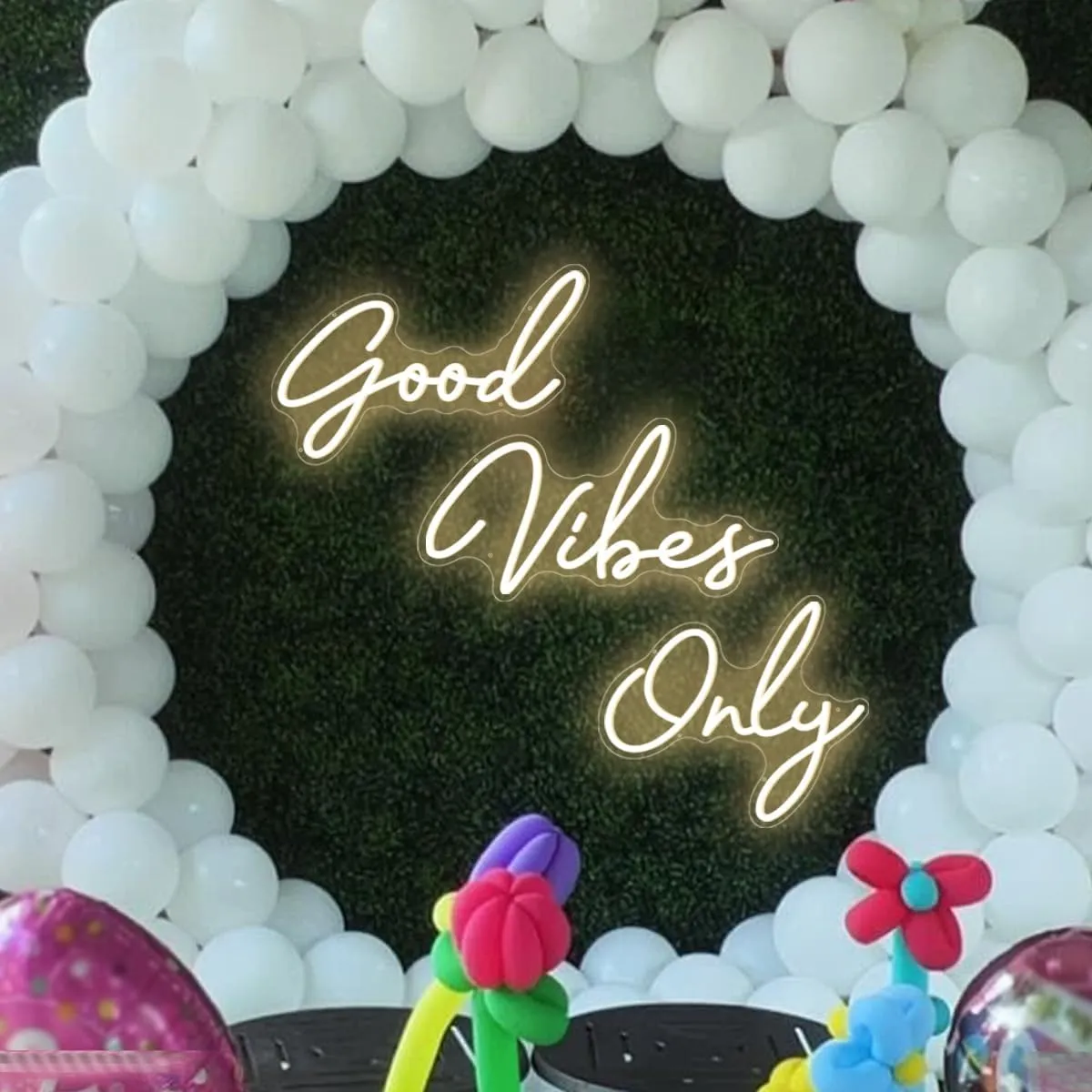Super Large Good Vibes Only Neon Signs, Dimmable Good Vibes Only Neon Light Signs with ON/OFF Switch, LED Light Up Signs for Home Gym Decor Hair Background Bar Rooms Engagement Birthday Party, Warm White