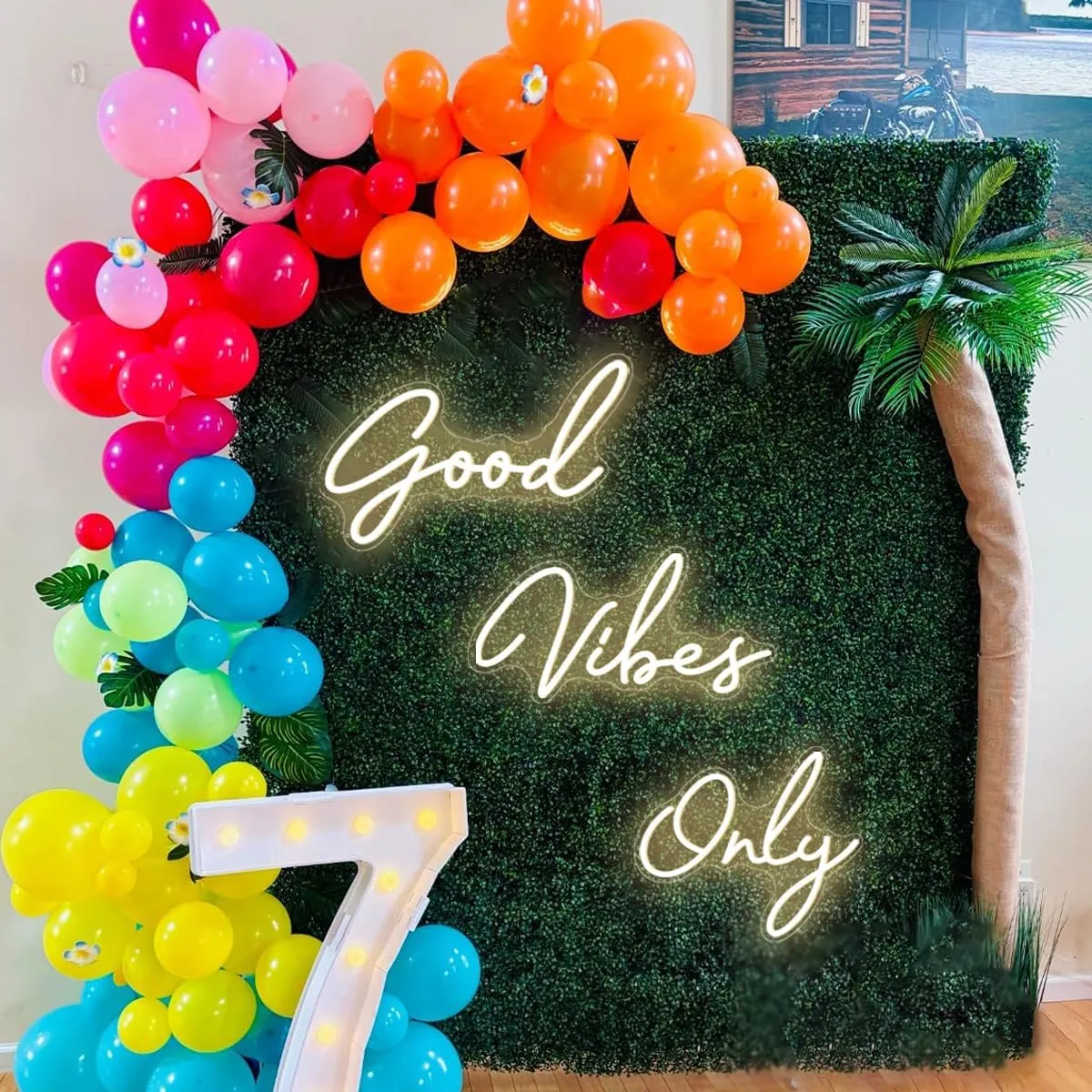 Super Large Good Vibes Only Neon Signs, Dimmable Good Vibes Only Neon Light Signs with ON/OFF Switch, LED Light Up Signs for Home Gym Decor Hair Background Bar Rooms Engagement Birthday Party, Warm White