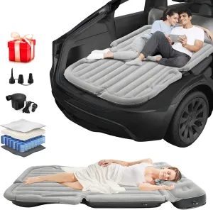 SUV Air Mattress Upgraded Camping Air Mattress Flocking and Double-Sided Extra Thick Inflatable Car Air Mattress with Built-in Pillow Portable Sleeping Pad for SUV Trunk and Rear Seat