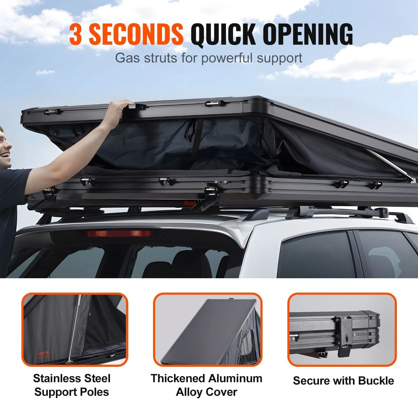 SUV Great value Waterproof Rooftop Tent Person VEVOR for Shell 2-3 Jeep Ladder Complete product line w/ Truck Hard