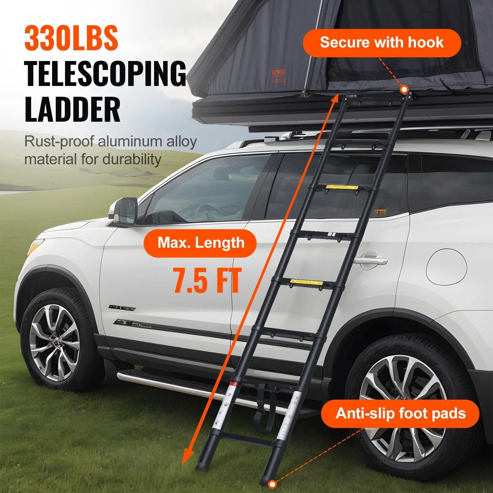 SUV Great value Waterproof Rooftop Tent Person VEVOR for Shell 2-3 Jeep Ladder Complete product line w/ Truck Hard