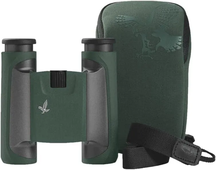 SWAROVSKI Optik 10x25 CL Pocket Binocular with Long Eye Relief and Folding Bridge Design (Green, Wild Nature Field Bag)