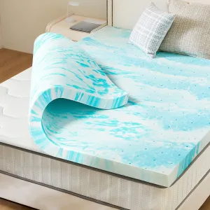 Sweetcrispy Mattress Topper Full, 2 Inch Thick Memory Foam Gel Infused Cooling Toppers Pad for Full Size Bed, Sleeper Sofa, RV, Camper, CertiPUR US Certified, Ventilated and Breathable, Blue, Full