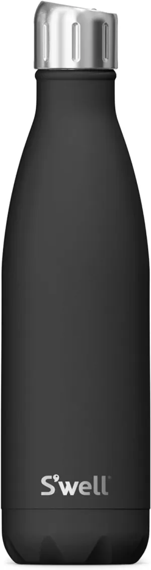 S'well Stainless Steel Water Bottle with Sports Cap, 17oz, Onyx, Triple Layered Vacuum Insulated Containers Keeps Drinks Cold for 36 Hours and Hot for 10, BPA Free, Perfect for On the Go