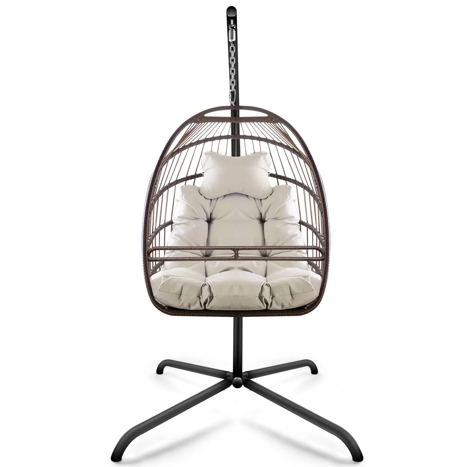 Swing Egg Chair With Stand Indoor Outdoor, UV Resistant Cushion Hanging Chair