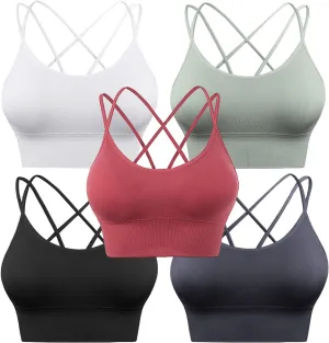 Sykooria 3 Pack Strappy Sports Bra for Women Sexy Crisscross for Yoga Running Athletic Gym Workout Fitness Tank Tops