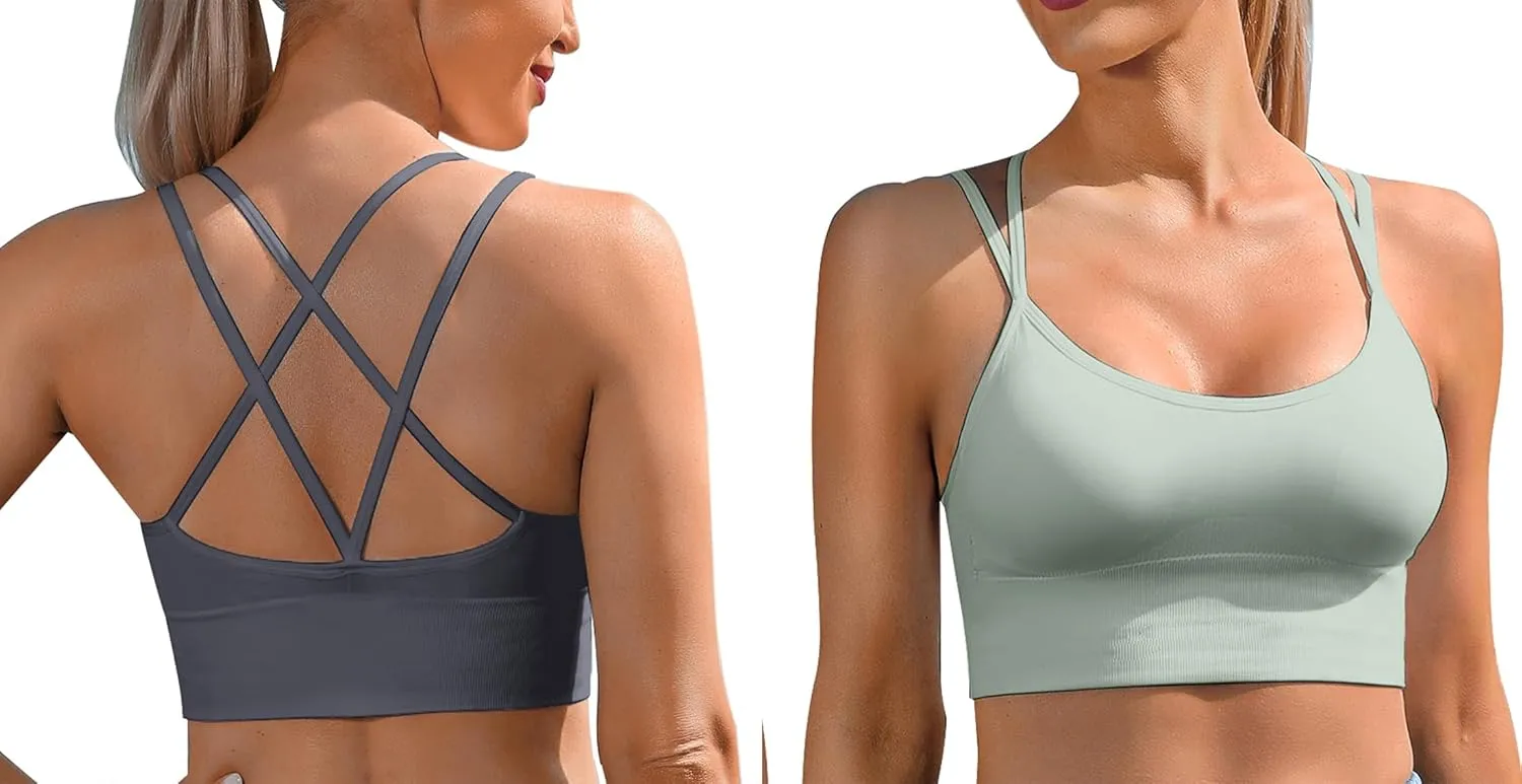 Sykooria 3 Pack Strappy Sports Bra for Women Sexy Crisscross for Yoga Running Athletic Gym Workout Fitness Tank Tops