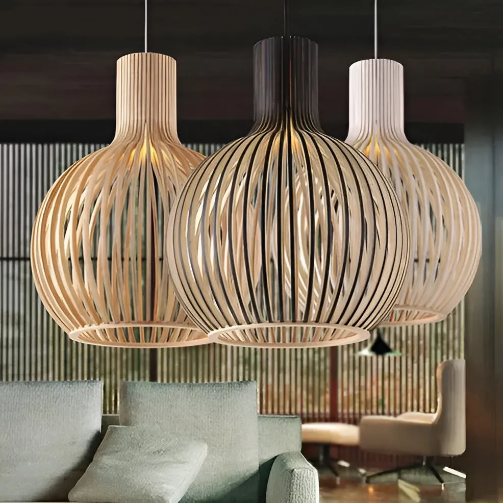 Taavita Pendant Light - Vintage-Inspired Wooden Hanging Lamp