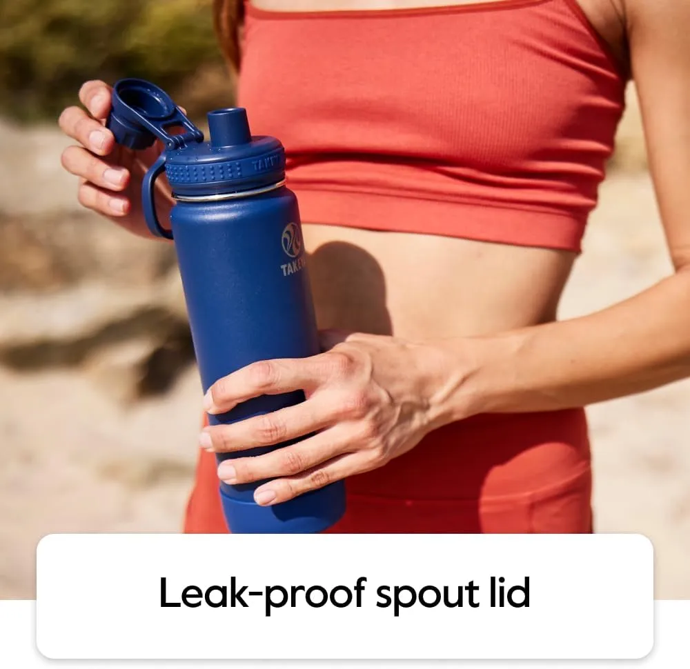 Takeya Actives Water Bottle with Spout Lid - Bottle with Double Stainless Steel Insulation - Dishwasher Safe & BPA-Free - Bottle with Spout Lid & Removable Bumper - 32 oz, Arctic