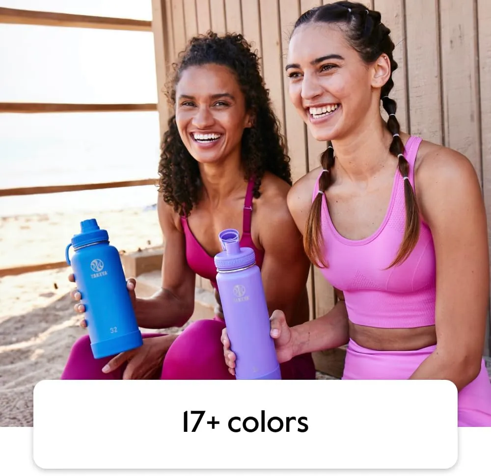 Takeya Actives Water Bottle with Spout Lid - Bottle with Double Stainless Steel Insulation - Dishwasher Safe & BPA-Free - Bottle with Spout Lid & Removable Bumper - 32 oz, Arctic