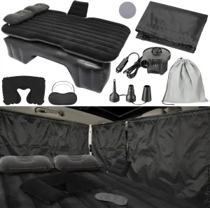 Tallew 12 Pcs Car Air Mattress Back Seat Inflatable Bed SUV Car Camping Backseat Truck Air Mattress Curtain Divider Window Shade Cover Portable Travel Sleeping Set