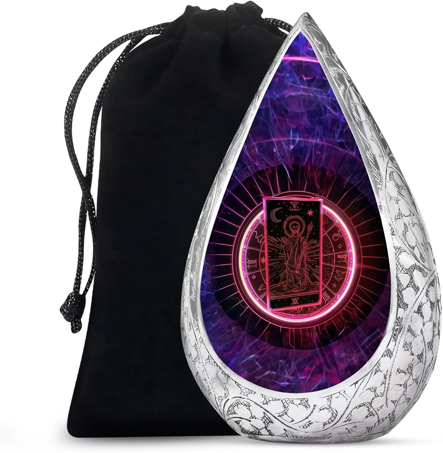 Tarot Card Handcrafted Cremation Urns for Human Ashes Adult Man and Women 10 Inch - Memorial Large Urns for Human Ashes - Burial Urn for Adult Male - Drop Funeral Urn with Velvet Bag