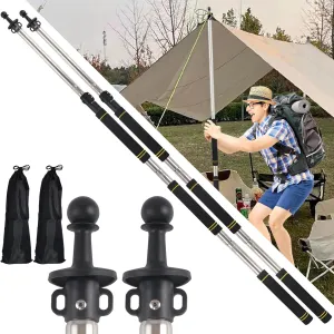 Tarp Poles,Tent Poles Set of 2 2Ft to 6Ft Replacement Canopy Poles Heavy Duty Telescoping Tent Poles for Tarp Outdoor Camping Awning Poles Adjustable Sturdy Durable Shade Cloth Poles
