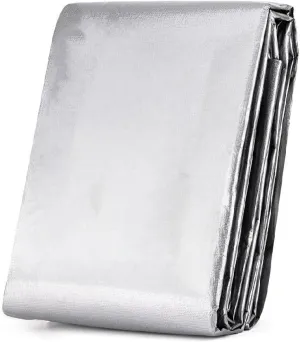 Tarps Heavy Duty Waterproof 24' x 50' - 18 Mil Silver Poly Tarp Cover, UV & Rip Resistant Tarpaulin with Grommets and Reinforced Edges for Roof, Patio, Camping, Boat, Pool, Finished Size