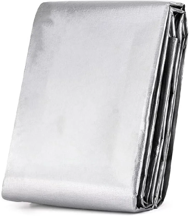Tarps Heavy Duty Waterproof 24' x 50' - 18 Mil Silver Poly Tarp Cover, UV & Rip Resistant Tarpaulin with Grommets and Reinforced Edges for Roof, Patio, Camping, Boat, Pool, Finished Size