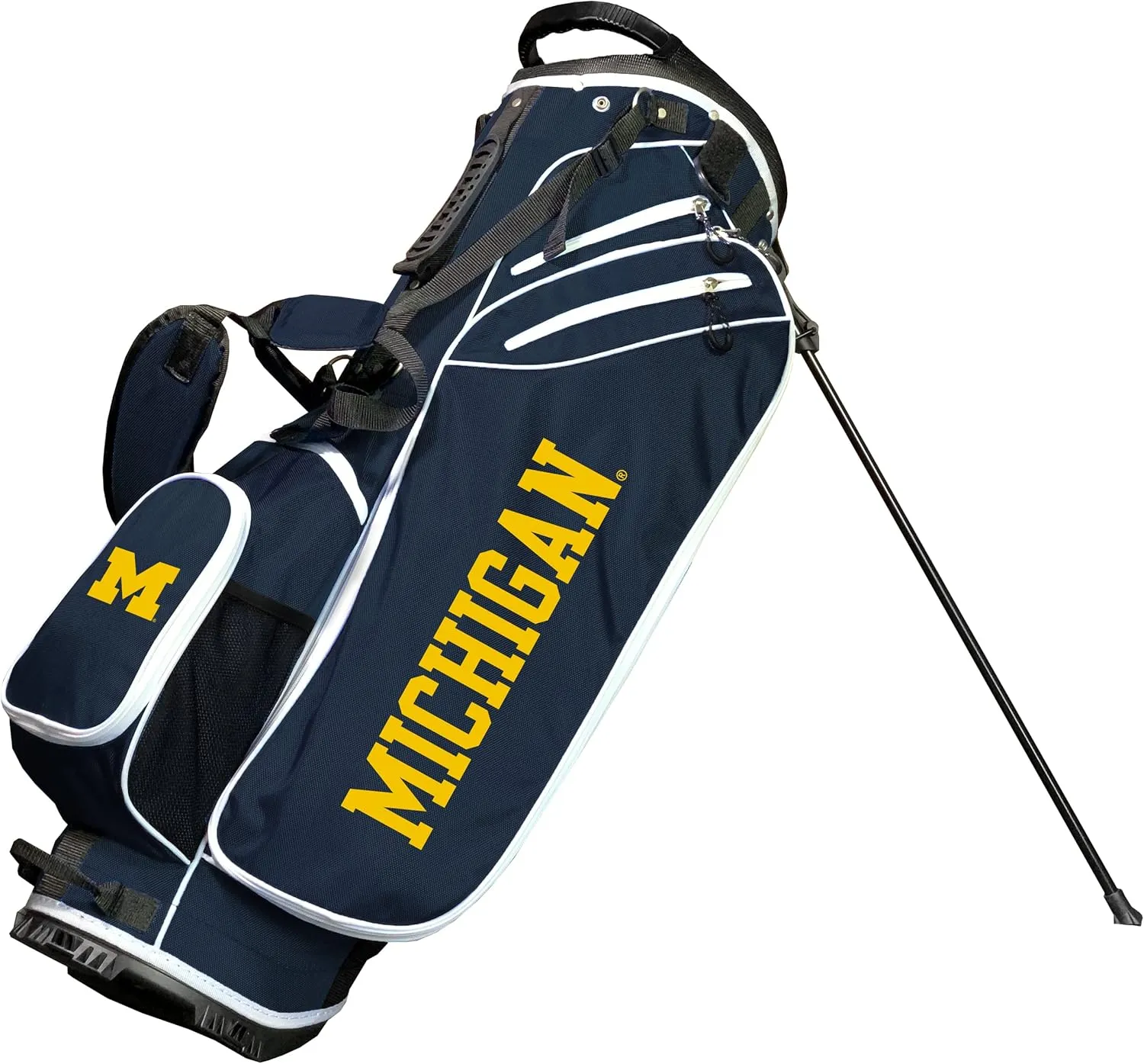 Team Golf NCAA Michigan Birdie Stand Golf Bag, Lightweight, 14-Way Club Divider, Spring Action Stand, Insulated Cooler Pocket, Velcro Glove and Umbrella Holder & Padded Handles