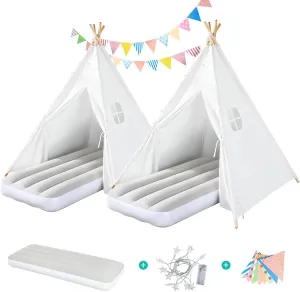 Teepee Play Tent for Kids with Gifts Coloured Flag, Feathers and Carry Case, Indoor Outdoor Playhouse for Baby Toddler, Teepee Toys for Boys and Girls