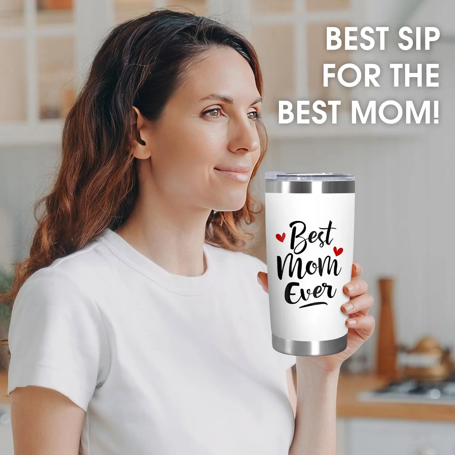 TEEZWONDER Gifts for Mom from Daughter Son - 20 oz Stainless Steel Insulated Coffee Tumbler with Lid - Mom Birthday Gifts for Women, Mama Gift Ideas, Insulated Tumblers for Women