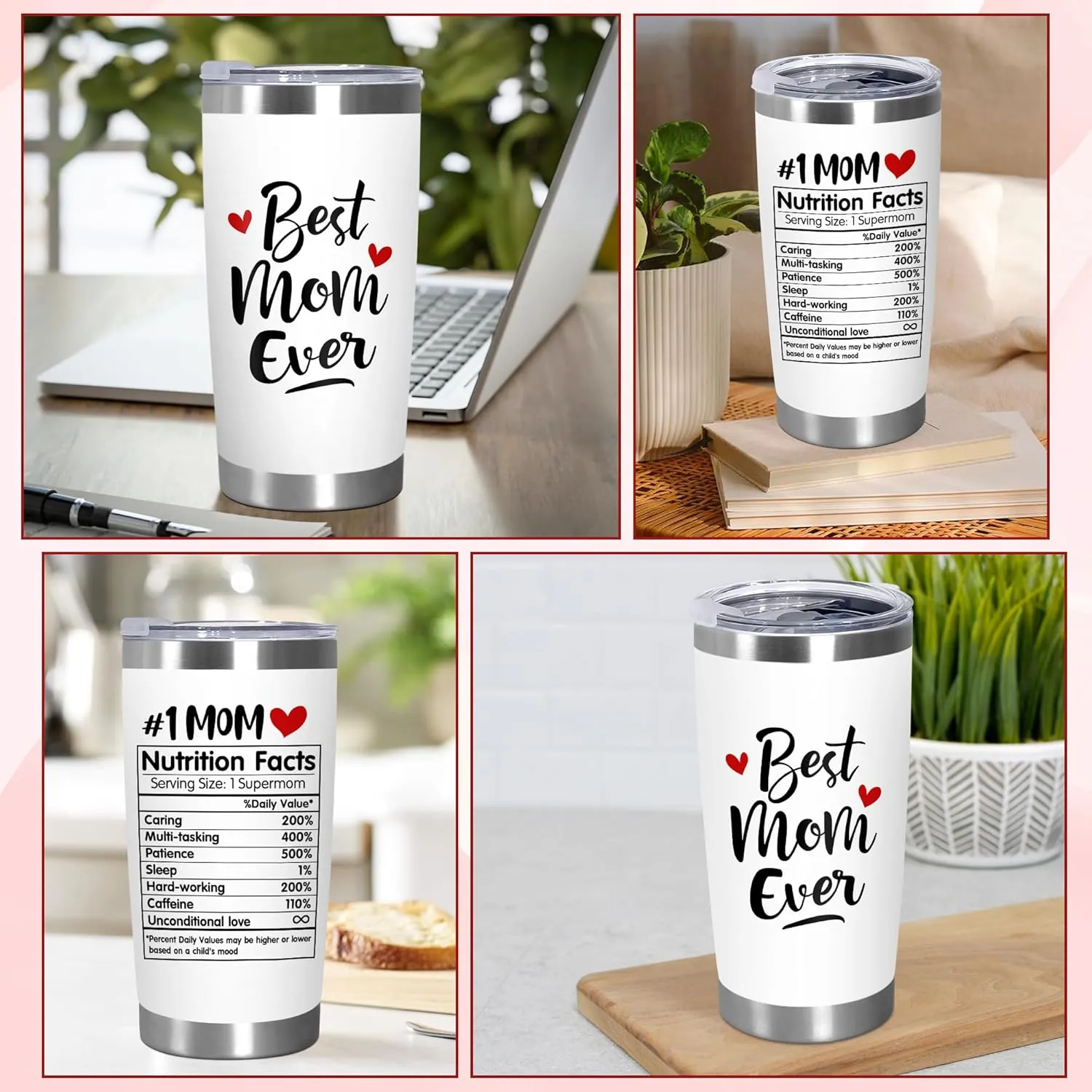TEEZWONDER Gifts for Mom from Daughter Son - 20 oz Stainless Steel Insulated Coffee Tumbler with Lid - Mom Birthday Gifts for Women, Mama Gift Ideas, Insulated Tumblers for Women