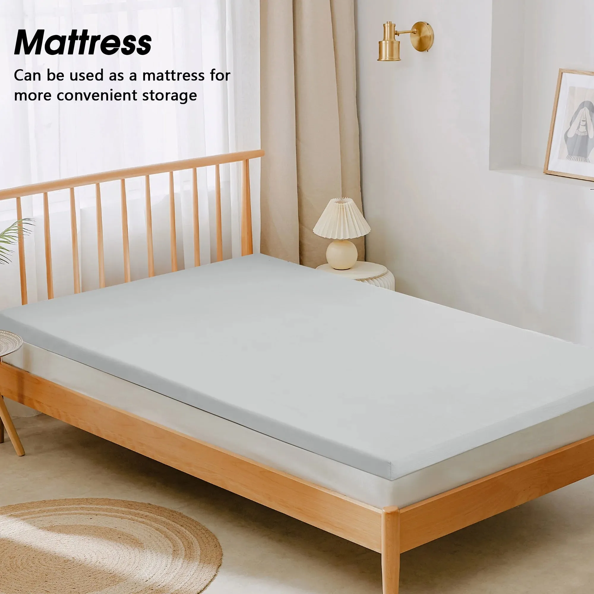 Teler CertiPUR-US 2" Memory Foam Camping Mattress Pad, Portable Sleeping Pad for Camping, Car, Tent SUV Cot Mattress