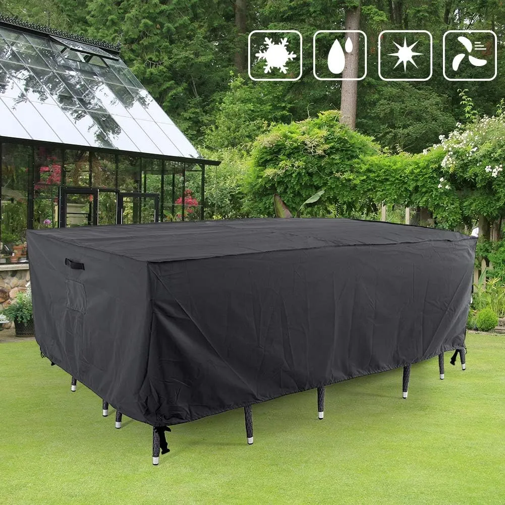 Tempera Outdoor Dining Set Cover for Outside Table and Chairs, Square Patio Table Covers for Outdoor Furniture, Anti-Fading, Windproof, 102''L x 74''W x 27.8''H, Space Grey