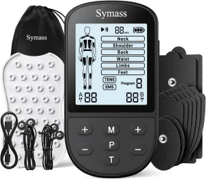 TENS Unit Muscle Stimulator, EMS Massager Machine, Dual Channel Electronic Pulse Physical Therapy Machine for Back Pain Relief, Shoulder Recovery, Muscle Relaxation, 24 Modes,10 TENS Unit Pads,Black